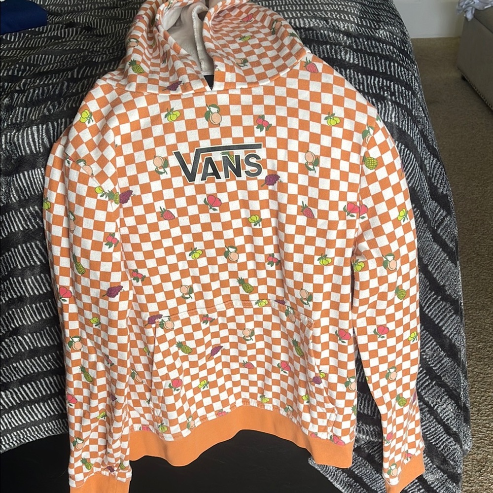 Vans Orange and White Checkered Hoodie